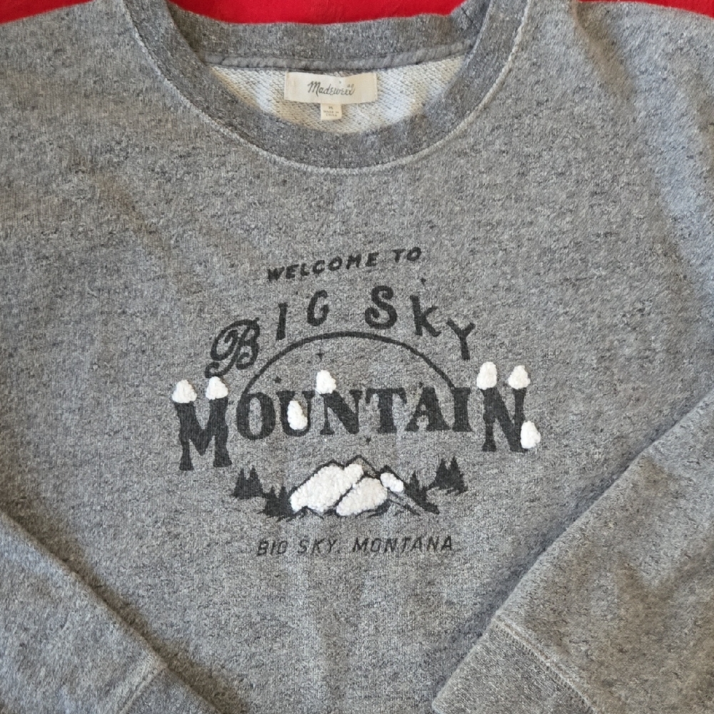 Madewell Gray 'Big Sky Mountain' Graphic Sweatshirt with White Accents